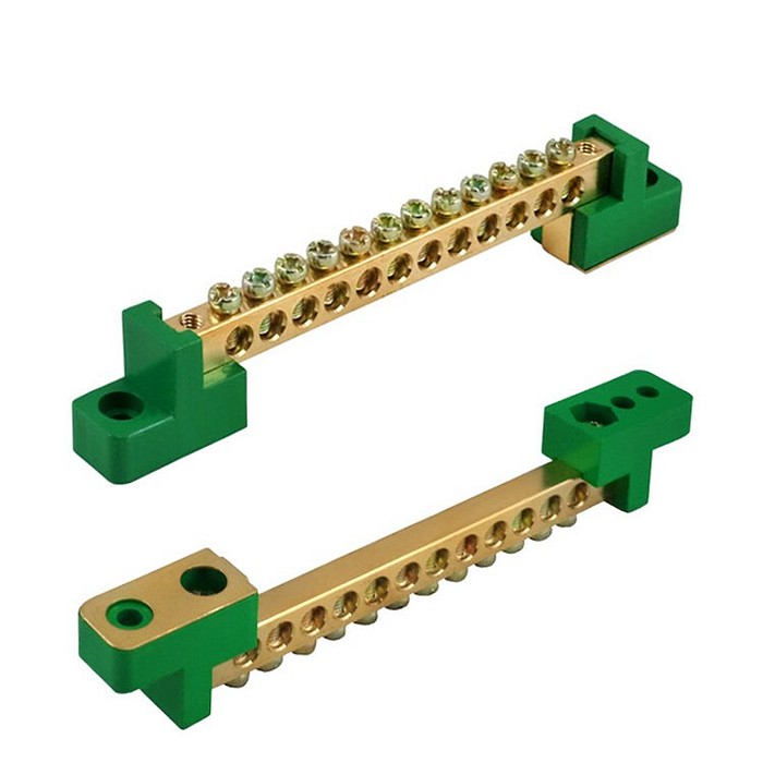 Barramento de Terra Verde 12 Vias 80A Fixação por Parafuso - HC-004