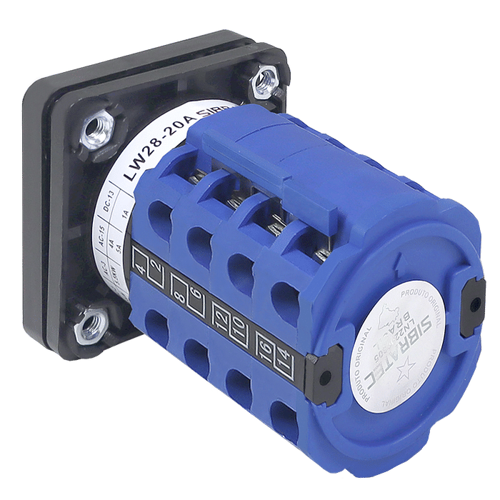 Chave Seletora Rotativa com 7 Posições (1-2-3-4-5-6-7) 1 Polo 20A para Porta de Painel - LW28-20-6-7