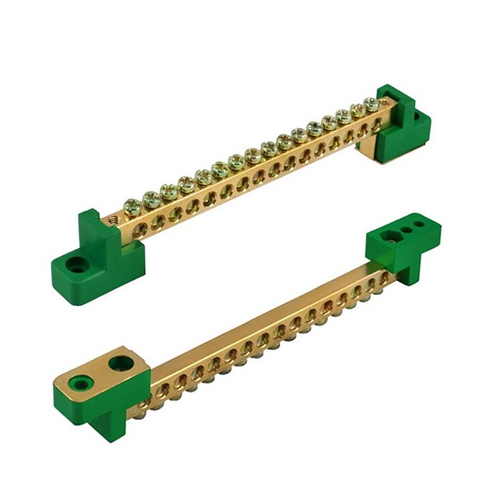 Barramento de Terra Verde 16 Vias 80A Fixação por Parafuso - HC-004