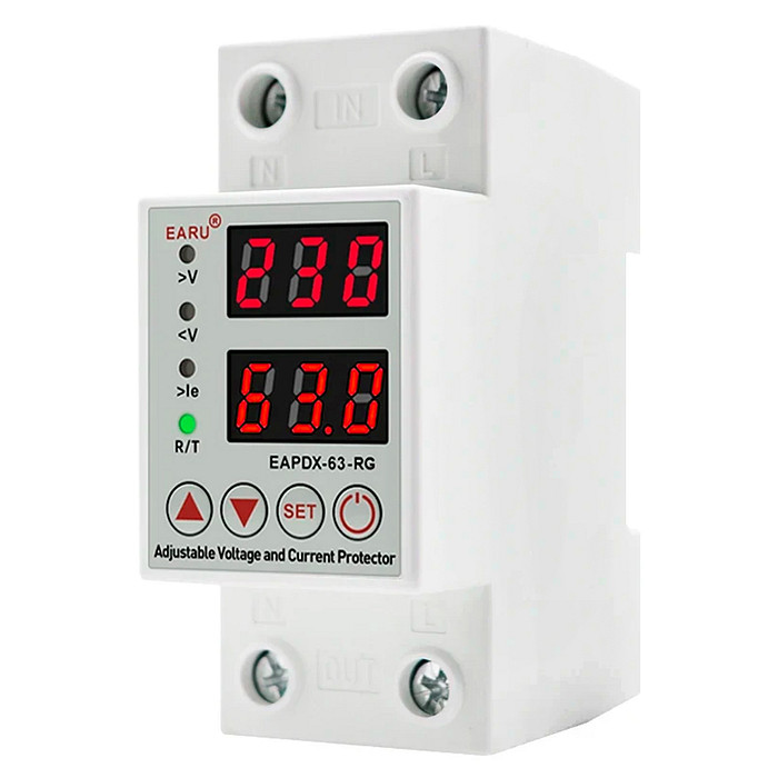 Relé Proteção de Voltagem e Corrente 220v 63A 2 Polos - EAPDX-63