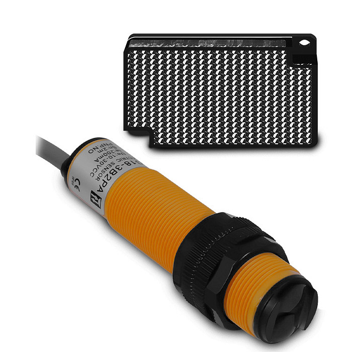 Sensor Fotoelétrico Difuso 18mm PNP-NA 10-30V Range 2m com 3 Fios - G18-3B2PA