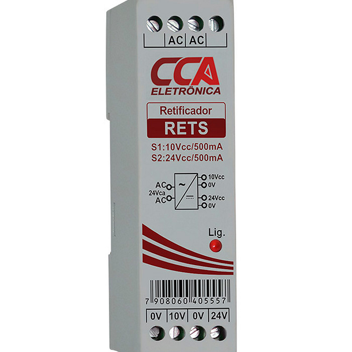Retificador Tensão Ac-Dc Entrada 24Vac / Saída 10Vdc + 24Vdc 500mA