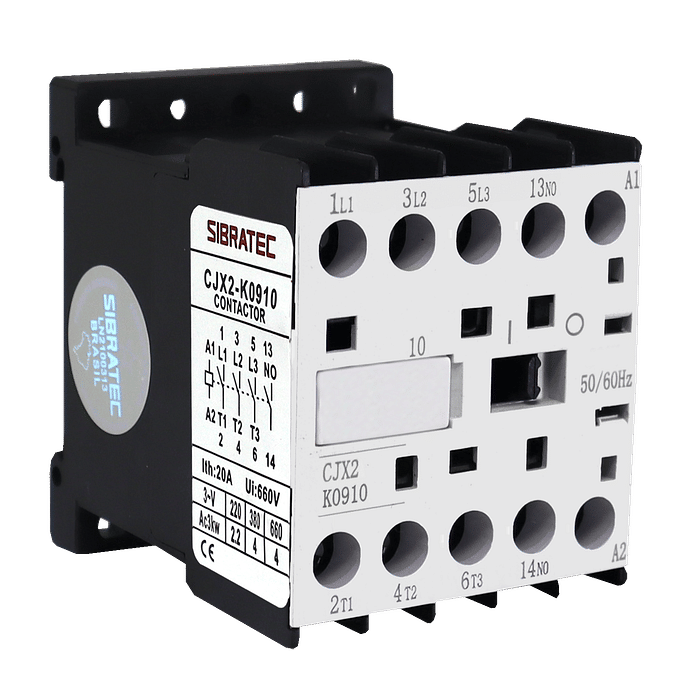 Mini Contator Tripolar 9A Bobina 220V com Contato aux. 1NA - CJX2-K9