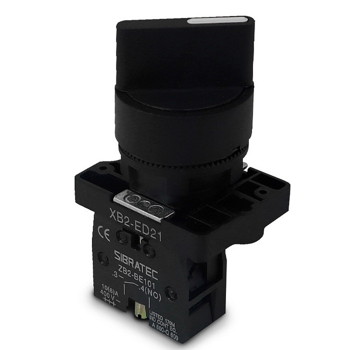 Chave Seletora com 2 Posições 1NA Plástica 22mm Manopla Curta - ED21