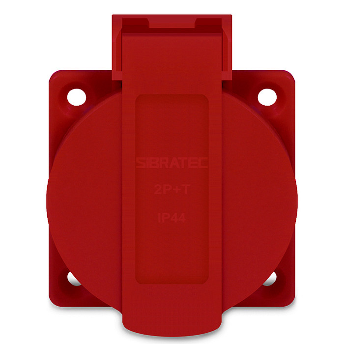 Tomada De Embutir Vermelha com Tampa 2p+t Padrão Brasileiro 10a / 20a  - TBSE