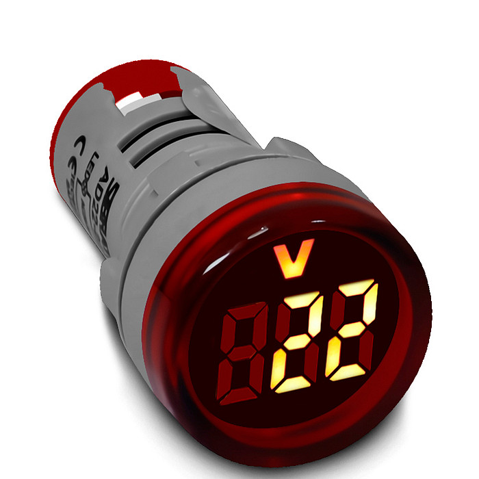 Voltímetro Digital DC Medidor Tensão 5-60Vdc Vermelho Ø22mm - AD22-22VS-DC-R