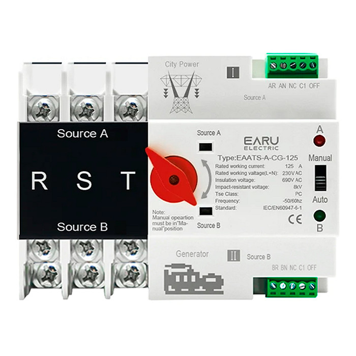 Chave Transferência Automática 125A 3 Polos 220V Rede Gerador Tripolar