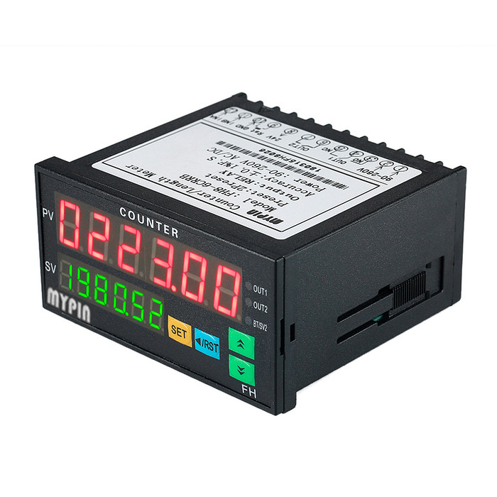 Contador Bidirecional para Encoder Rotativo 2 Saídas e 6 Dígitos 110/220V Conta Mede Distância Ângulo - FH8-6CRRB