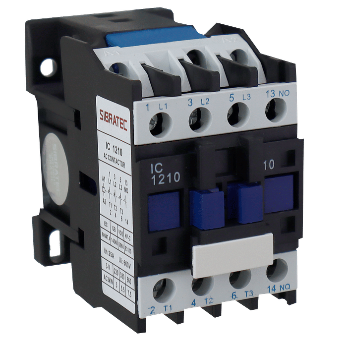 Contator Tripolar 12A 1210 Bobina 110V 127V com Contato aux. 1NA