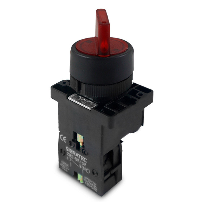 Chave Seletora Iluminada Vermelho 24V com 2 Posições 1NA Plástica 22mm - XB2-EK2461