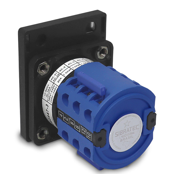 Chave Amperimétrica Rotativa com 4 Posições 0/R/S/T até 20A para Porta de Painel - LW28-20A