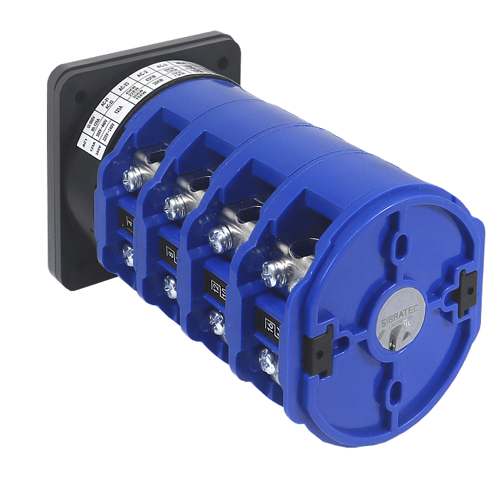 Chave de Transferência Rotativa 125A | 4 Polos | 3 Posições | Porta de Painel | Rede Gerador - LW28-125-4P