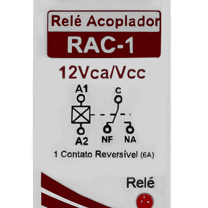 Relé Acoplador Interface 12V com 1 Contato Reversível