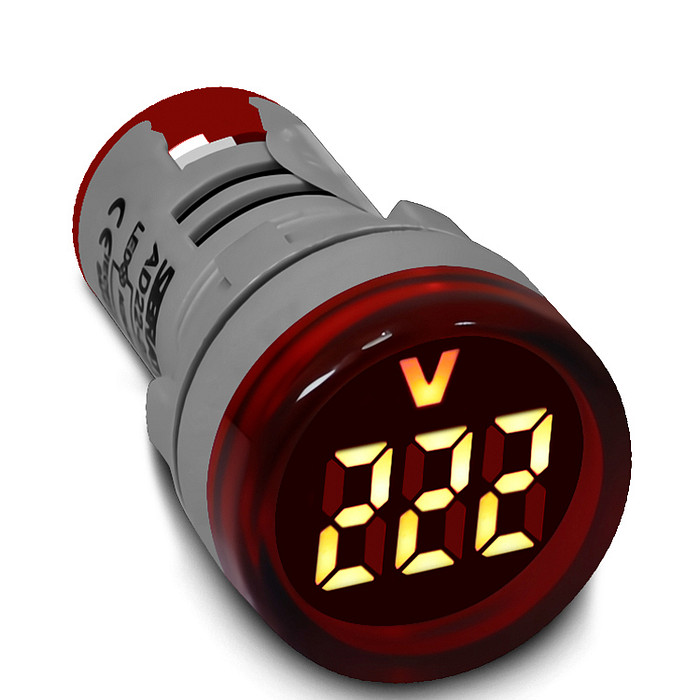 Voltímetro Digital AC Medidor Tensão 20-500V Vermelho Ø22mm - AD22-22VS-R