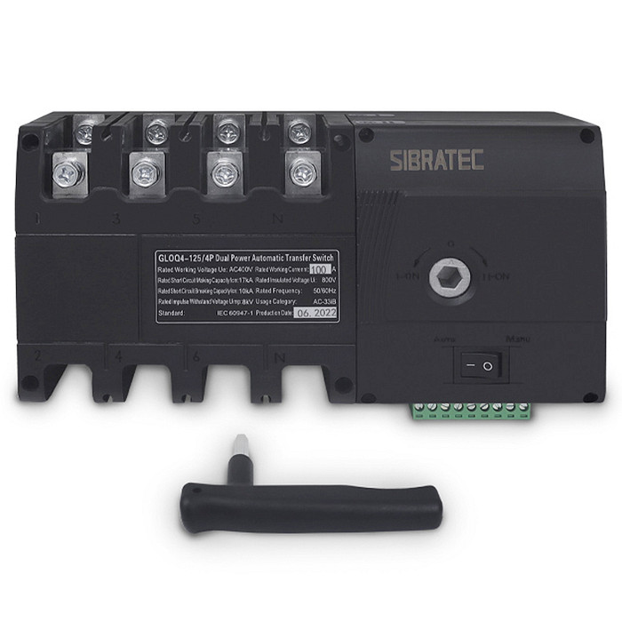 Chave de Transferência Automática 100A 4 Polos 220V Rede Gerador sem Carga - GLOQ4-100/4P