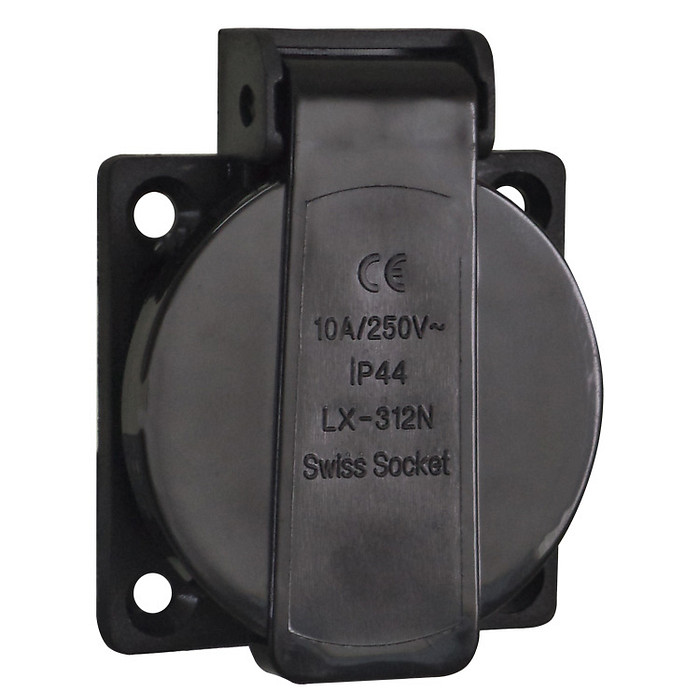 Tomada De Embutir Preta com Tampa 2p+t Padrão Brasileiro 10a / 20a  - TBSE