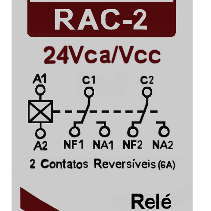 Relé Acoplador Interface 24V com 2 Contatos Reversíveis