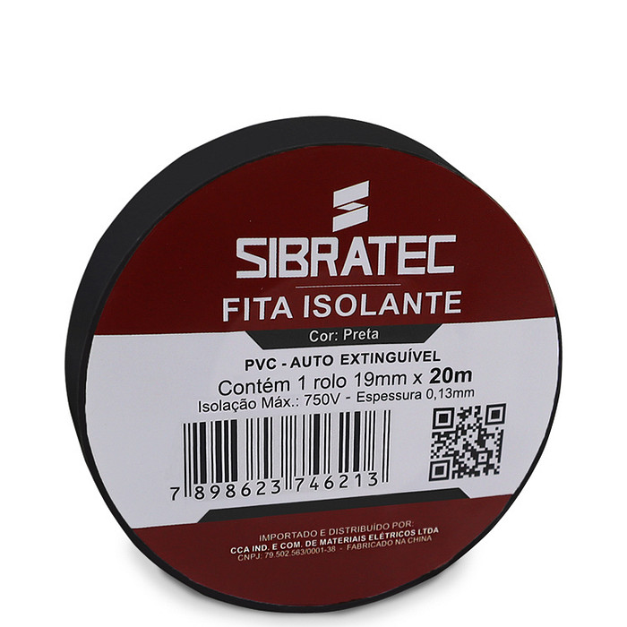 Fita isolante Preta 19mm x 20 Metros Antichamas