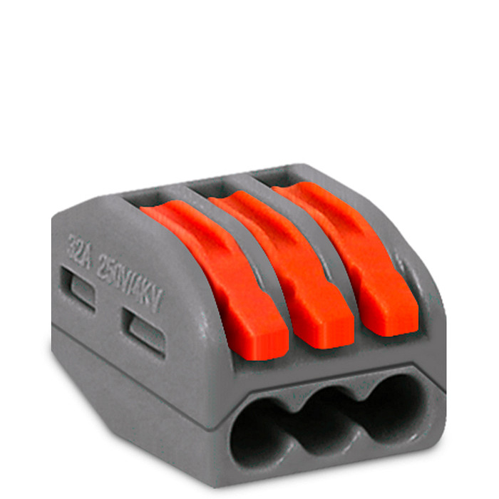 Conector de Emenda Rápida 3 Vias Conectadas para Cabo até 4mm² Corrente máx. 32A - KV413