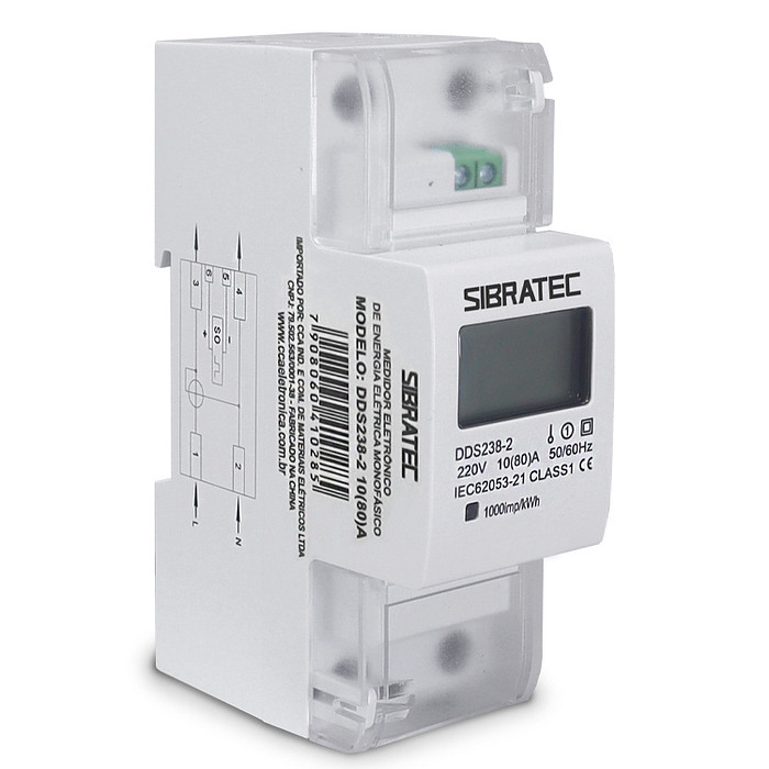 Medidor de Energia kWh Monofásico Medição Direta até 80A - DDS238-2