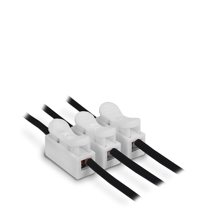 Kit 100 Conector Rápido Emenda 3 Vias Inline Cabo até 2,5mm² Corrente Máx. 10a - CH-3