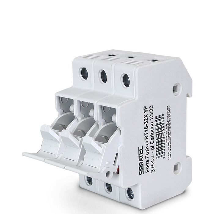 Porta Fusível Cartucho 3 Polos até 32A RO15 10x38mm 690V com LED Indicador - RT18-32