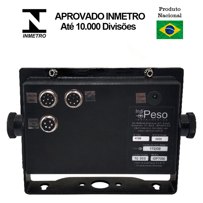 Indicador de Peso 4 Saídas Relé + Analógica + RS485 + RS232 175x115mm Aprovado Inmetro - IDP7000-PLUS