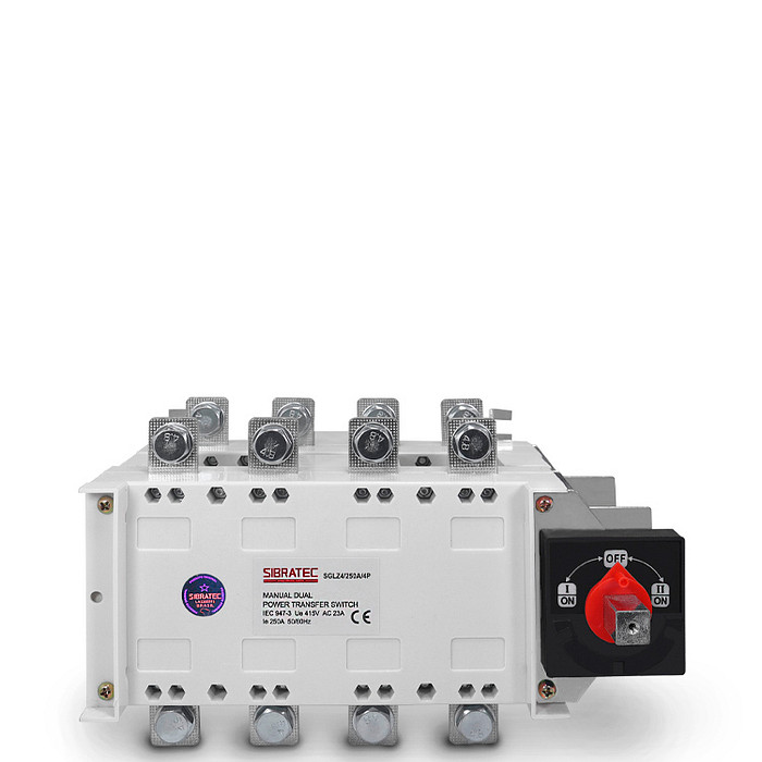 Chave de Transferência Manual 250A 4 Polos 3 Posições Rede Gerador - SGLZ