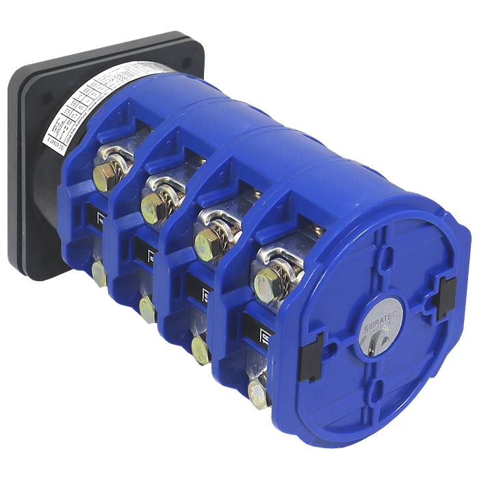 Chave de Transferência Rotativa 160A | 4 Polos | 3 Posições | Porta de Painel | Rede Gerador - LW28-160-4P