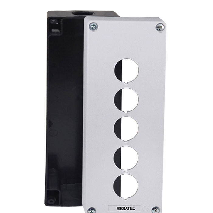 Caixa Plástica Botoeira com 5 ou 6 Furos 22mm Branco e Preto