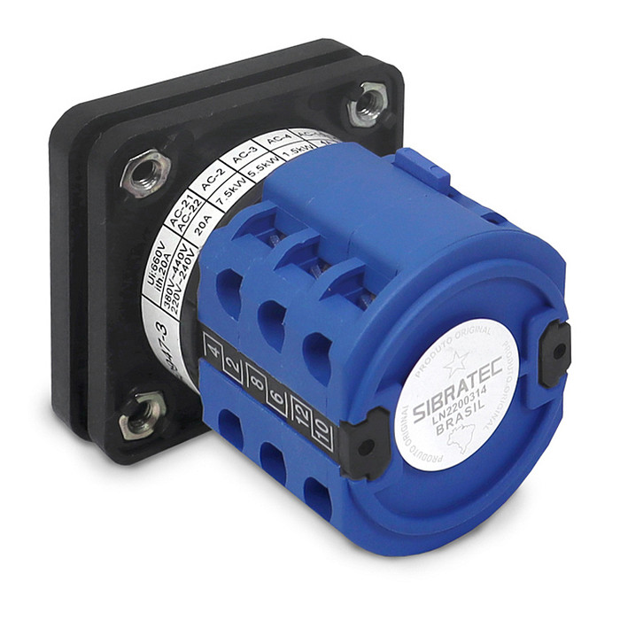 Chave Reversora Rotativa Trifásica 20A (1-0-2) Porta de Painel - LW26R