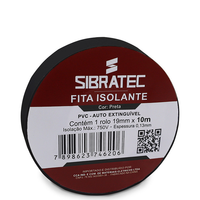 Fita isolante Preta 19mm x 10 Metros Antichamas