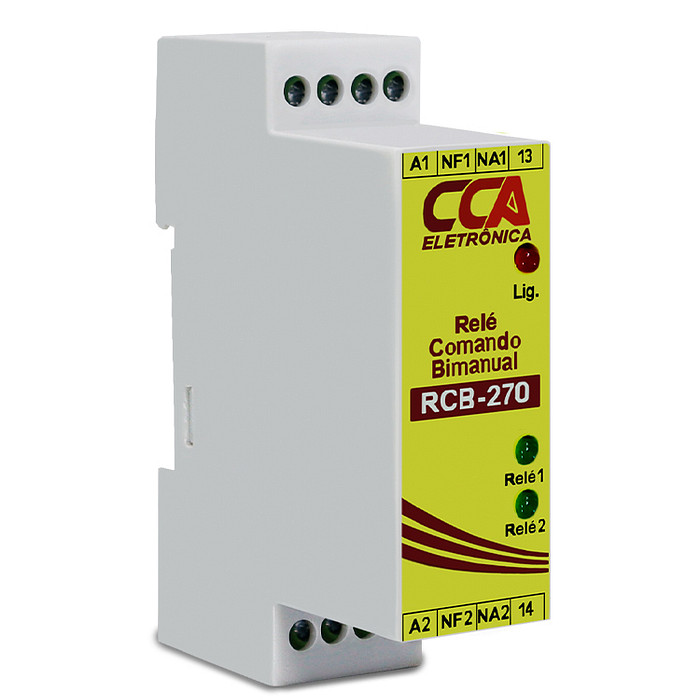 Relé de Segurança Comando Bi Manual 24V com 4 Entradas e 1 Saída NA - RCB-270
