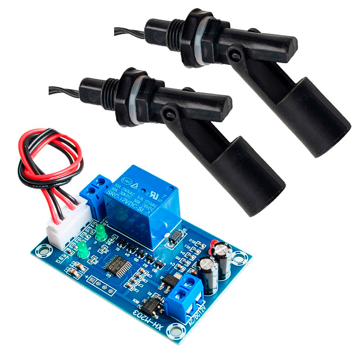 Kit Controlador Nível Automático Módulo Xh-m203 12v + 2 Chave Boia
