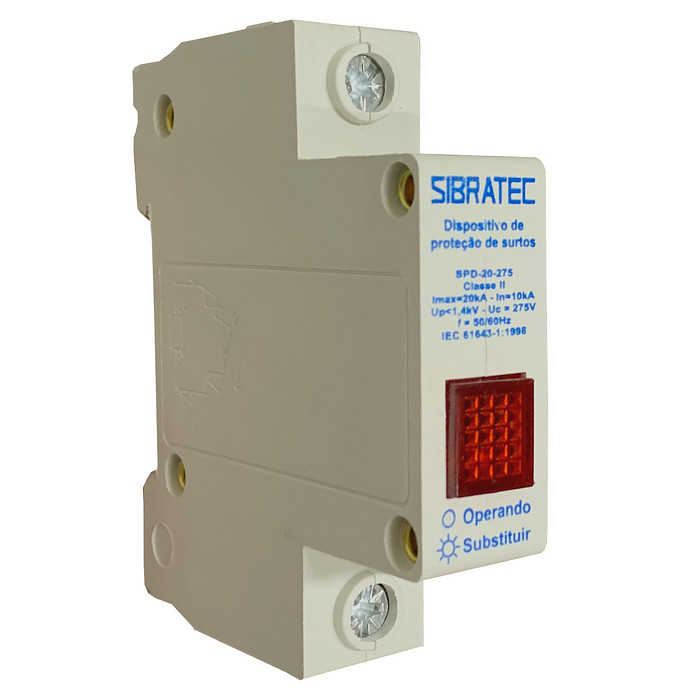 DPS Dispositivo Protetor de Surto 1 Polo Monofásico 10/20kA 275V Bivolt Classe 2 - SPD-20-275