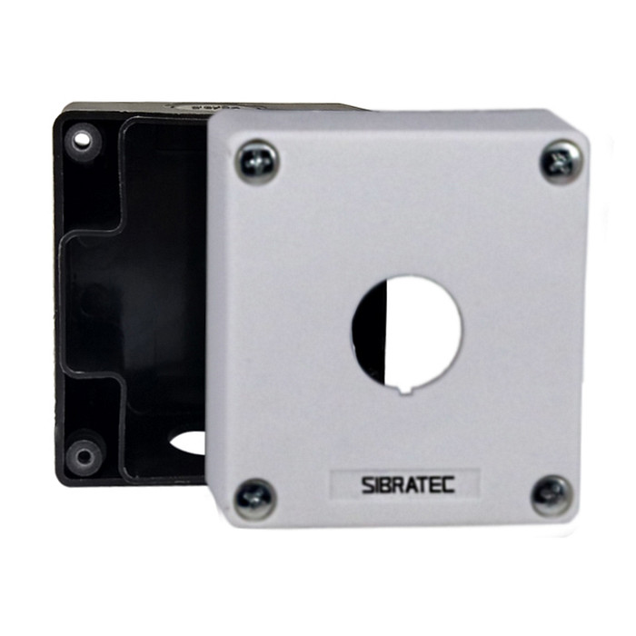 Caixa Plástica Botoeira com 1 Furo 22mm Branco e Preto