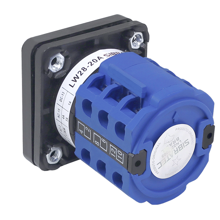 Chave Seletora Rotativa com 5 Posições (1-2-3-4-5) 1 Polo 20A para Porta de Painel - LW28-20-5