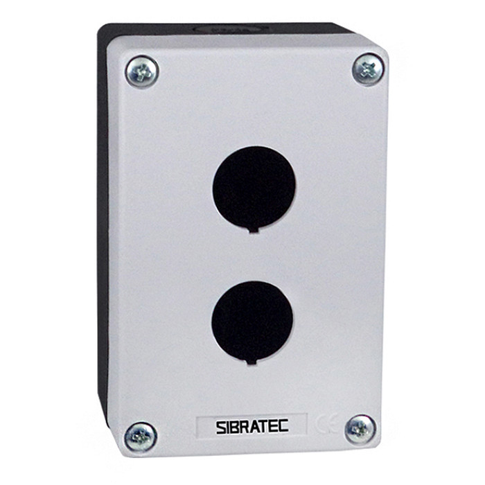 Caixa Plástica Botoeira com 2 Furos 22mm Branco e Preto