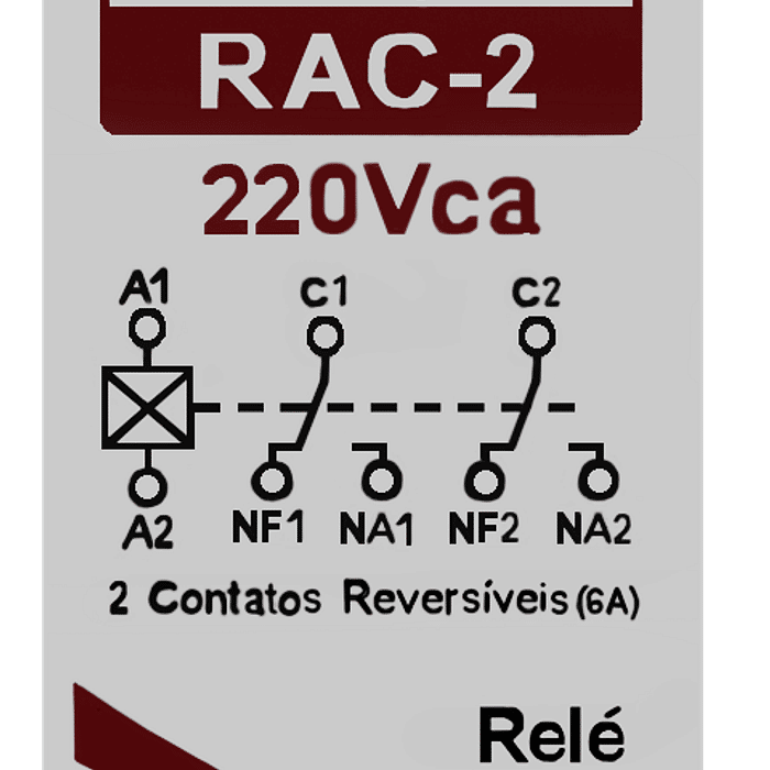 Relé Acoplador Interface 220V com 2 Contatos Reversíveis