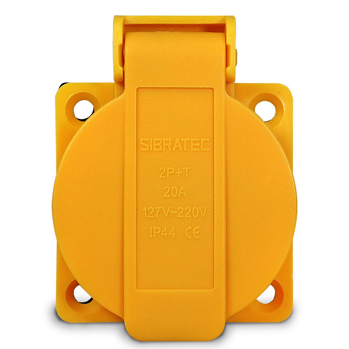 Tomada De Embutir Amarelo com Tampa 2p+t Padrão Brasileiro 10a / 20a  - TBSE