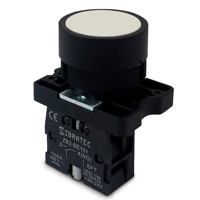 Botão de Impulso Branco 1NA Plástico 22mm - XB2-EA11