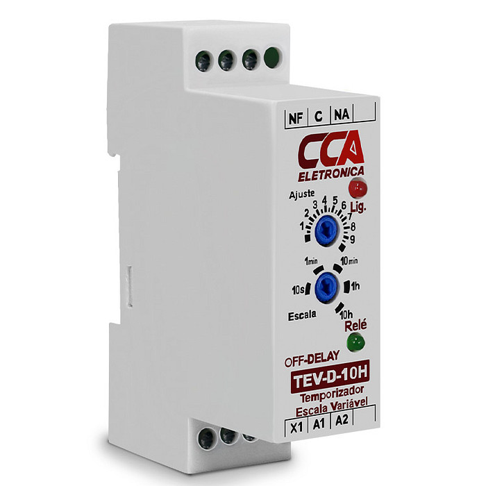 Temporizador Retardo Desenergização 220V Multiescala Ajustável 0,3s até 10h (OFF-DELAY) - TEV-D-10H