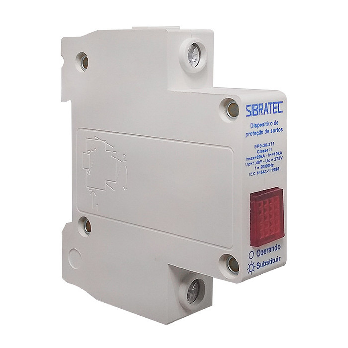 DPS Dispositivo Protetor de Surto 1 Polo Monofásico 10/20kA 275V Bivolt Classe 2 - SPD-20-275