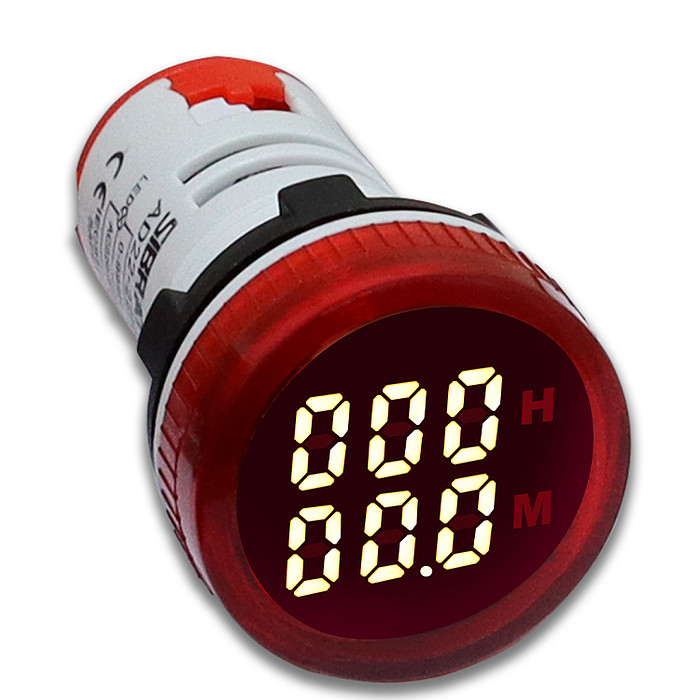 Horímetro Digital Medição 0-999 Horas 220V Vermelho Ø22mm - AD22-22HMR