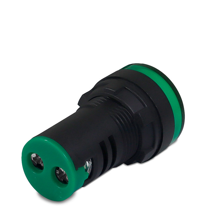 Sinaleiro LED Verde 110V-220V Padrão 22mm - AD22