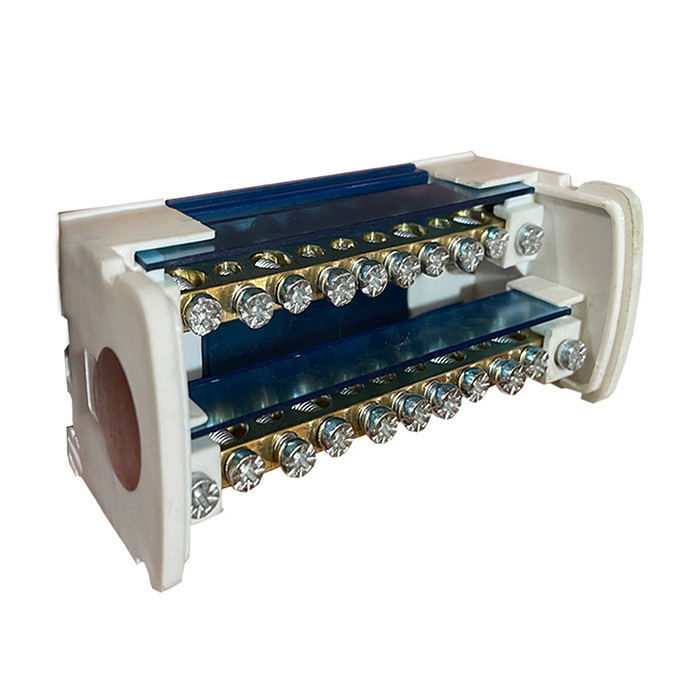 Bloco de Distribuição Bipolar 2 Barramentos X 11 Vias até 125A Modular Trilho DIN - S112-06