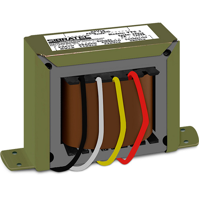 Transformador de Tensão 110V 220V 380V para 24V 5A 120VA para Comando - NR12