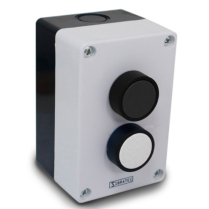 Botoeira Liga Desliga Botão de Pulso Preto 1NA + Branco 1NA de Comando