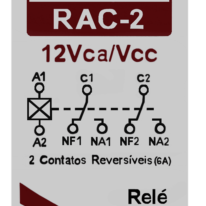 Relé Acoplador Interface 12V com 2 Contatos Reversíveis