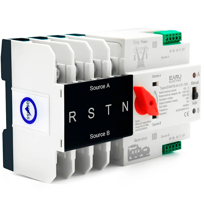 Chave Transferência Automática 125A 4 Polos 220V Rede Gerador Tetrapolar